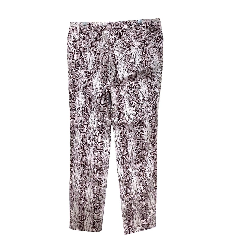Women with Control Burgundy Snakeskin Print Straight Leg Pants Size 12 Cotton